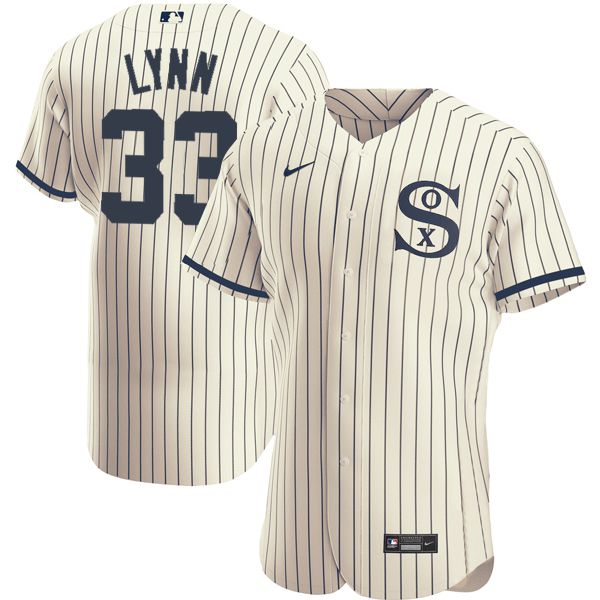 Men Chicago White Sox 33 Lynn Cream stripe Dream version Elite Nike 2021 MLB Jersey